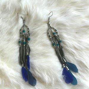 Pretty bead & feather earrings